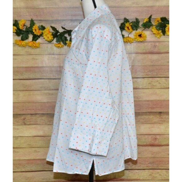 Foxcroft Plus Size 22W Fun Colorful Polka Dot Button Front Blouse Tunic Top - Picture 4 of 10